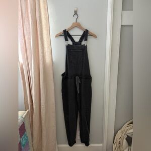 Z Supply Black Denim Overalls with Drawstring Waist